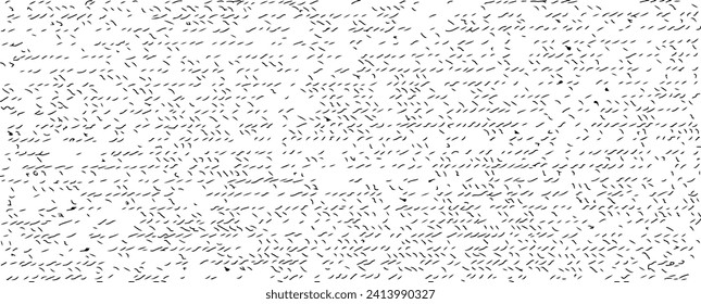 Monochrome texture composed of irregular graphic elements. Distressed uneven grunge background. Abstract vector illustration. Overlay for interesting effect and depth. Isolated on white background.