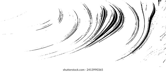 Monochrome texture composed of irregular graphic elements. Distressed uneven grunge background. Abstract vector illustration. Overlay for interesting effect and depth. Isolated on white background.