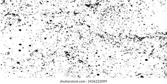 Monochrome texture composed of irregular graphic elements. Distressed uneven grunge background. Abstract vector illustration. Overlay for interesting effect and depth. Isolated on white background.