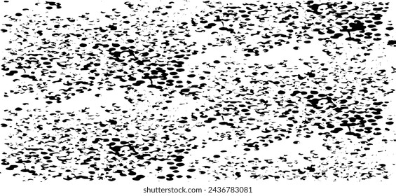 Monochrome texture composed of irregular graphic elements. Distressed uneven grunge background. Abstract vector illustration. Overlay for interesting effect and depth. Isolated on white background.