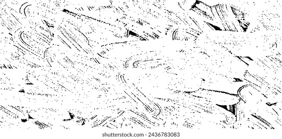 Textura monocromática compuesta por elementos gráficos irregulares. Fondo de grunge desigual angustiado. Ilustración abstracta del vector. Superposición para un efecto y una profundidad interesantes. Aislado sobre fondo blanco.