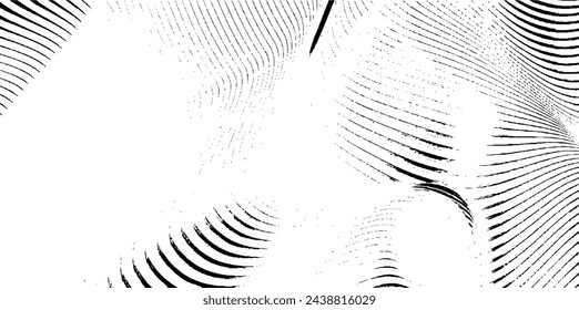 Textura monocromática compuesta por elementos gráficos irregulares. Fondo de grunge desigual angustiado. Ilustración abstracta del vector. Superposición para un efecto y una profundidad interesantes. Aislado sobre fondo blanco.