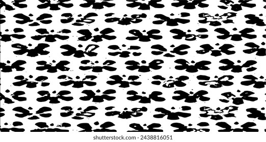 Textura monocromática compuesta por elementos gráficos irregulares. Fondo de grunge desigual angustiado. Ilustración abstracta del vector. Superposición para un efecto y una profundidad interesantes. Aislado sobre fondo blanco.