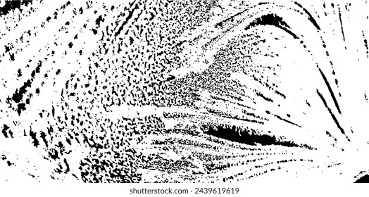 Monochrome texture composed of irregular graphic elements. Distressed uneven grunge background. Abstract vector illustration. Overlay for interesting effect and depth. Isolated on white background.