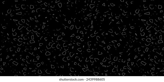 Monochrome texture composed of irregular graphic elements. Distressed uneven grunge background. Abstract vector illustration. Overlay for interesting effect and depth. Isolated on white background.