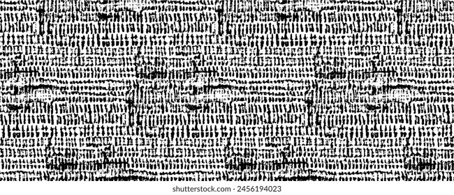 Monochrome texture composed of irregular graphic elements. Distressed uneven grunge background. Abstract vector illustration. Overlay for interesting effect and depth. Isolated on white background.