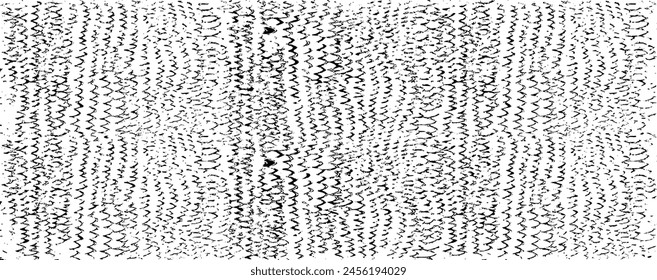Monochrome texture composed of irregular graphic elements. Distressed uneven grunge background. Abstract vector illustration. Overlay for interesting effect and depth. Isolated on white background.