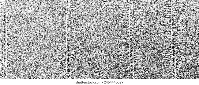Monochrome texture composed of irregular graphic elements. Distressed uneven grunge background. Abstract vector illustration. Overlay for interesting effect and depth. Isolated on white background.