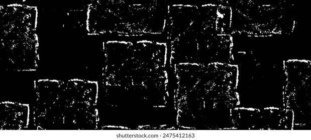 Textura monocromática compuesta por Elementos gráficos irregulares. Fondo de grunge desigual angustiado. Abstractas Ilustración vectorial. Superposición para un efecto y una profundidad interesantes. Aislado sobre fondo blanco.