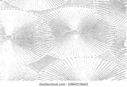 Monochrome Textur aus unregelmäßigen grafischen Elementen. Bedrückter unebener Grunge Hintergrund. Abstrakte Vektorillustration. Overlay für interessante Wirkung und Tiefe. Isoliert auf weißem Hintergrund.