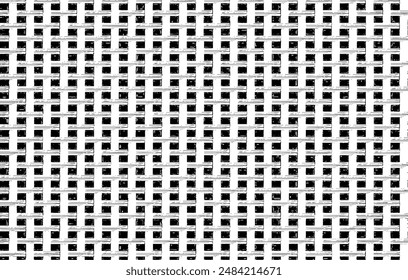 Monochrome texture composed of irregular graphic elements. Distressed uneven grunge background. Abstract vector illustration. Overlay for interesting effect and depth. Isolated on white background.