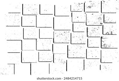 Monochrome texture composed of irregular graphic elements. Distressed uneven grunge background. Abstract vector illustration. Overlay for interesting effect and depth. Isolated on white background.