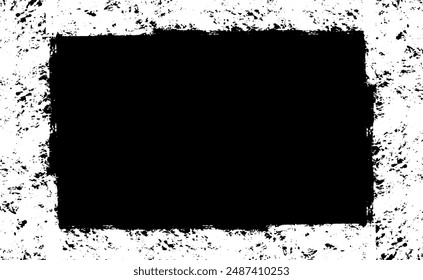 Monochrome texture composed of irregular graphic elements. Distressed uneven grunge background. Abstract vector illustration. Overlay for interesting effect and depth. Isolated on white background.