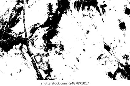 Monochrome texture composed of irregular graphic elements. Distressed uneven grunge background. Abstract vector illustration. Overlay for interesting effect and depth. Isolated on white background.