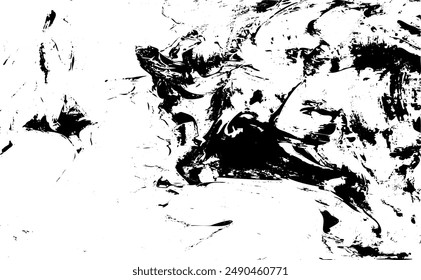 Monochrome texture composed of irregular graphic elements. Distressed uneven grunge background. Abstract vector illustration. Overlay for interesting effect and depth. Isolated on white background.