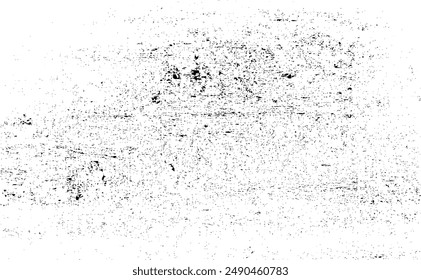 Monochrome texture composed of irregular graphic elements. Distressed uneven grunge background. Abstract vector illustration. Overlay for interesting effect and depth. Isolated on white background.