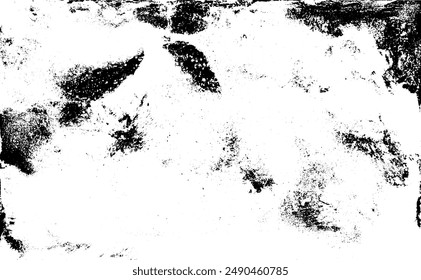 Monochrome texture composed of irregular graphic elements. Distressed uneven grunge background. Abstract vector illustration. Overlay for interesting effect and depth. Isolated on white background.