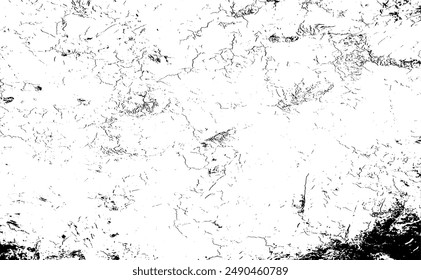 Monochrome texture composed of irregular graphic elements. Distressed uneven grunge background. Abstract vector illustration. Overlay for interesting effect and depth. Isolated on white background.