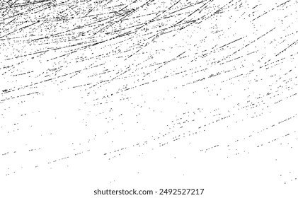 Monochrome Textur aus unregelmäßigen grafischen Elementen. Bedrückter unebener Grunge Hintergrund. Abstrakte Vektorillustration. Overlay für interessante Wirkung und Tiefe. Isoliert auf weißem Hintergrund.