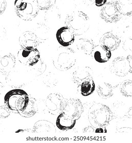 Monochrome Textur aus unregelmäßigen grafischen Elementen. Unregelmäßiger, unebener Hintergrund. Abstrakte Vektorgrafik. Overlay für interessante Wirkung und Tiefe. Einzeln auf weißem Hintergrund.