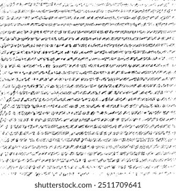 Textura monocromática compuesta por Elementos gráficos irregulares. Angustiado fondo grunge desigual. Ilustración vectorial Abstractas. Superposición para un efecto y profundidad interesantes. Aislado sobre fondo blanco.