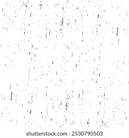 Monochrome Textur aus unregelmäßigen grafischen Elementen. Unregelmäßiger, unebener Hintergrund. Abstrakte Vektorgrafik. Overlay für interessante Wirkung und Tiefe. Einzeln auf weißem Hintergrund.