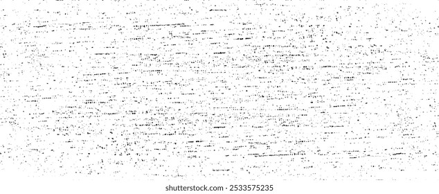 Monochrome texture composed of irregular graphic elements. Distressed uneven grunge background. Abstract vector illustration. Overlay for interesting effect and depth. Isolated on white background.