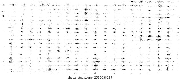 Monochrome texture composed of irregular graphic elements. Distressed uneven grunge background. Abstract vector illustration. Overlay for interesting effect and depth. Isolated on white background.
