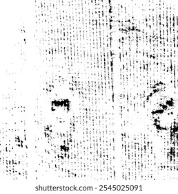 Monochrome texture composed of irregular graphic elements. Distressed uneven grunge background. Abstract vector illustration. Overlay for interesting effect and depth. Isolated on white background.