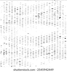 Monochrome texture composed of irregular graphic elements. Distressed uneven grunge background. Abstract vector illustration. Overlay for interesting effect and depth. Isolated on white background.