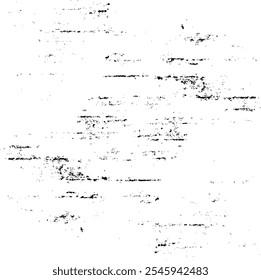 Monochrome texture composed of irregular graphic elements. Distressed uneven grunge background. Abstract vector illustration. Overlay for interesting effect and depth. Isolated on white background.