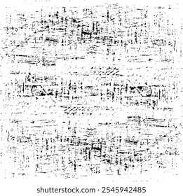 Textura monocromática composta por elementos gráficos irregulares. Fundo grunge irregular angustiado. Ilustração vetorial abstrata. Sobreposição para efeito e profundidade interessantes. Isolado no fundo branco.