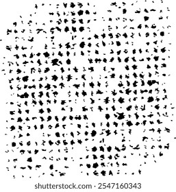 Monochrome texture composed of irregular graphic elements. Distressed uneven grunge background. Abstract vector illustration. Overlay for interesting effect and depth. Isolated on white background.