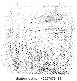 Monochrome texture composed of irregular graphic elements. Distressed uneven grunge background. Abstract vector illustration. Overlay for interesting effect and depth. Isolated on white background.