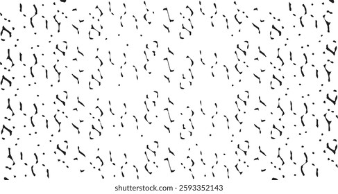 Monochrome texture composed of irregular graphic elements. Distressed uneven grunge background. Abstract vector illustration. Overlay for interesting effect and depth. Isolated on white background.
