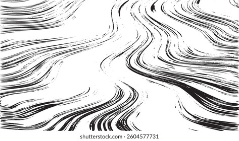 Monochrome texture composed of irregular graphic elements. Distressed uneven grunge background. Abstract vector illustration. Overlay for interesting effect and depth. Isolated on white background.