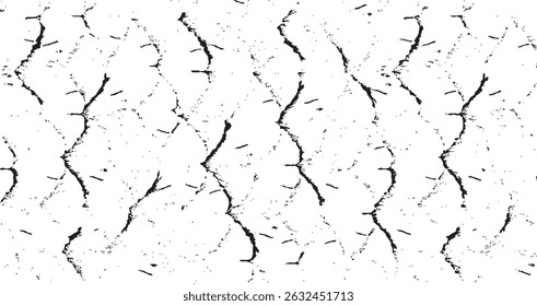 Monochrome texture composed of irregular graphic elements. Distressed uneven grunge background. Abstract vector illustration. Overlay for interesting effect and depth. Isolated on white background.