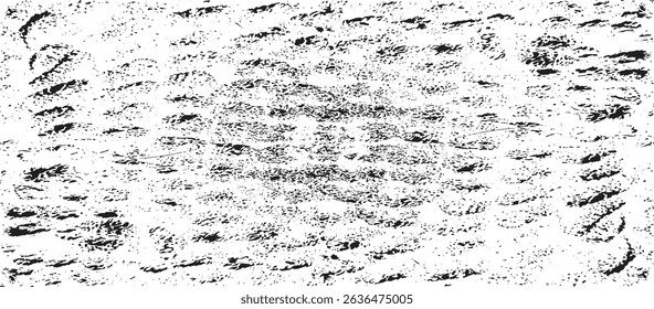Monochrome texture composed of irregular graphic elements. Distressed uneven grunge background. Abstract vector illustration. Overlay for interesting effect and depth. Isolated on white background.