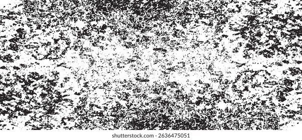 Monochrome texture composed of irregular graphic elements. Distressed uneven grunge background. Abstract vector illustration. Overlay for interesting effect and depth. Isolated on white background.