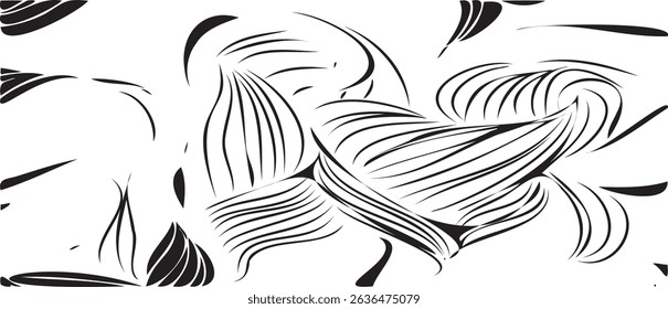Monochrome texture composed of irregular graphic elements. Distressed uneven grunge background. Abstract vector illustration. Overlay for interesting effect and depth. Isolated on white background.