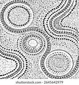 Textura monocromática composta por elementos gráficos irregulares. Fundo grunge irregular angustiado. Ilustração vetorial abstrata. Sobreposição para efeito e profundidade interessantes. Isolado no fundo branco.