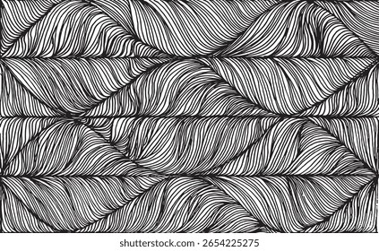 Monochrome texture composed of irregular graphic elements. Distressed uneven grunge background. Abstract vector illustration. Overlay for interesting effect and depth. Isolated on white background.