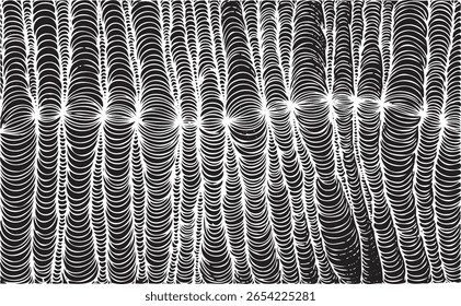 Textura monocromática compuesta por Elementos gráficos irregulares. Angustiado fondo grunge desigual. Ilustración vectorial Abstractas. Superposición para un efecto y profundidad interesantes. Aislado sobre fondo blanco.