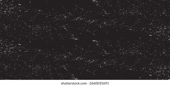 Monochrome texture composed of irregular graphic elements. Distressed uneven grunge background. Abstract vector illustration. Overlay for interesting effect and depth. Isolated on white background.