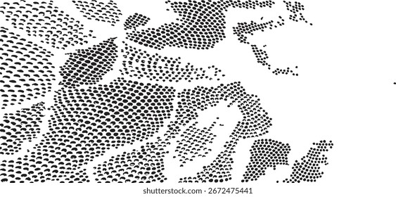 Textura monocromática compuesta por Elementos gráficos irregulares. Angustiado fondo grunge desigual. Ilustración vectorial Abstractas. Superposición para un efecto y profundidad interesantes. Aislado sobre fondo blanco.