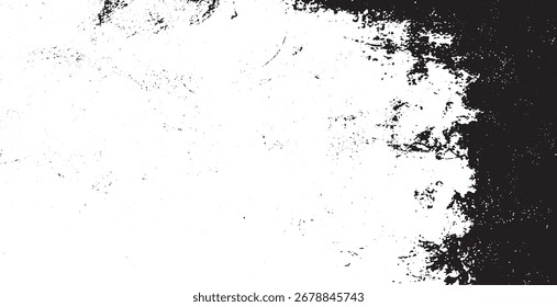 Monochrome texture composed of irregular graphic elements. Distressed uneven grunge background. Abstract vector illustration. Overlay for interesting effect and depth. Isolated on white background.