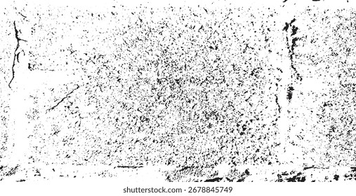 Monochrome texture composed of irregular graphic elements. Distressed uneven grunge background. Abstract vector illustration. Overlay for interesting effect and depth. Isolated on white background.