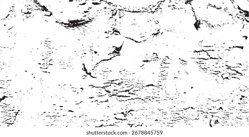 Textura monocromática composta por elementos gráficos irregulares. Fundo grunge irregular angustiado. Ilustração vetorial abstrata. Sobreposição para efeito e profundidade interessantes. Isolado no fundo branco.