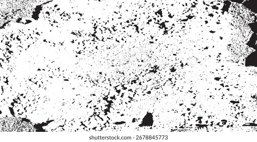 Textura monocromática compuesta por Elementos gráficos irregulares. Angustiado fondo grunge desigual. Ilustración vectorial Abstractas. Superposición para un efecto y profundidad interesantes. Aislado sobre fondo blanco.