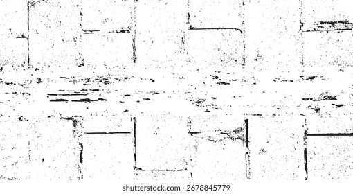 Monochrome texture composed of irregular graphic elements. Distressed uneven grunge background. Abstract vector illustration. Overlay for interesting effect and depth. Isolated on white background.